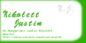 nikolett justin business card